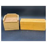 (2) Wooden Recipe Card Boxes, one with
