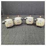 Set of Four Wood Sheep Figurines with Words