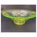 Uranium Glass Double Scroll Bowl
