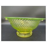Uranium Glass Twisted Optic Bowl