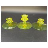 Yellow Vaseline Candlesticks