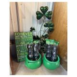 Metal shamrock wall decor, wall sign, 2 green