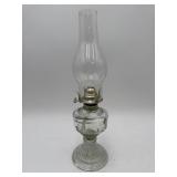 Clear glass Oil Lamp w/ Etched Birds