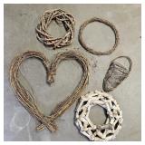 Assorted Wooden/Natural Wreaths and Decorations