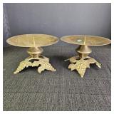2 Vintage Brass Pillar Candle Holder