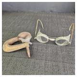 Vintage Shaler Vulcanizer Clamp & Safety Goggles