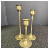Vintage Brass Candlestick Holders (3)
