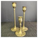 Vintage Brass Candlestick Holders (3)