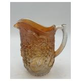 8.25" Marigold Carnival Glass Grape Pitcher