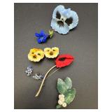 Pansy Pins, Leaf Pin, Flower Pins