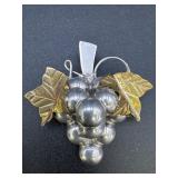 Marked Mexico 925 two toned Grape Brooch