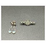 Silver color & turqoise drop earring & dainty