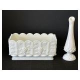 Westmoreland paneled grape planter & hobnail vase