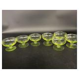 (7) Vaseline Glass Sherbet Glasses