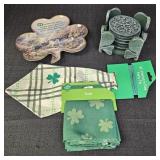 Shamrock Decor Plate, Coaster Set, Tie, & Scarf