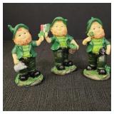 3 Leprechaun Figurines