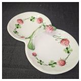 Vintage Lefton Pink Clover Divided Serving Dish