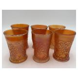 Marigold Carnival Glass Grape Arbor Tumblers