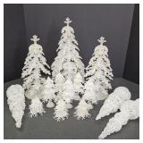 White Ice Plastic Christmas Trees & Hanging
