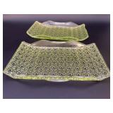 (2) Vaseline Glass Serving Trays