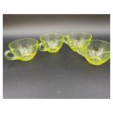 (4) Uranium Glass Teacups