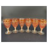 (6) Marigold Carnival Glass Wine Glasses- 2oz