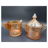Marigold Carnival Glass Cream & Sugar