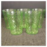 Green Uranium Depression Glass Tumblers