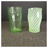 Vintage Green Uranium Depression Glass and Vase