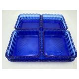 Cobalt Blue Glass Serving Set Tray