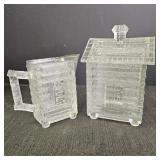 Antique Log Cabin Creamer and Sugar Bowl