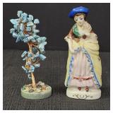 Vintage Victorian Lady Figurine & Tree