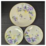 Hand-Painted Porcelain Plates w/ Purple Violet