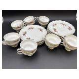 Rose Pattern Snack Set, 10 Plates 14 Cups