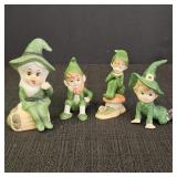 4 Vintage Ceramic Figurines of Leprechauns