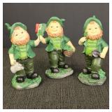 3 Irish Leprechaun Figurines