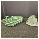 Shamrock Holder with Glass Dish and Glass Jar Lid