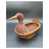 Vtg Wicker Duck Basket 8in long x 5in wide