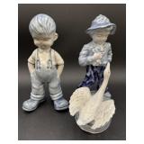Porcelain Farm Boy Figurine & Dutch Boy
