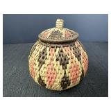 Hand woven South Africa lidded vase