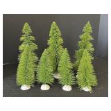 7- 6-9in Green Bottle Brush Trees