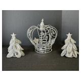 2- 5in Silver Mesh Trees & Crown Tree Topper