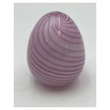 6" Pink & White Swirl Glass Hollow Egg