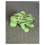 Hand blown glass frog figurine, 3.5 x 4 x 2in