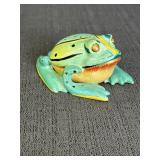 Hungarian Hollohaza Green & Yellow Frog W/Gold