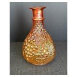 Marigold Carnival Glass Grape & Wheat Decanter,