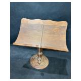 Vtg Wooden Pillar Pedestal Book Rest