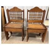 (2) Antique Spindle Back Oak Children