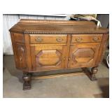 Antique Tiger Oak Sideboard w/ Antique Brass Pulls