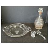 Handled Bread Plate, Etched Toothpick